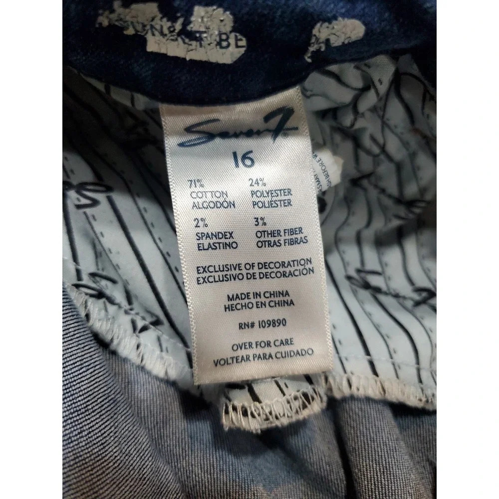 Seven7 Womens Bermuda Denim Shorts Medium Dark Wash Stretch Size 16‎ RN109890
